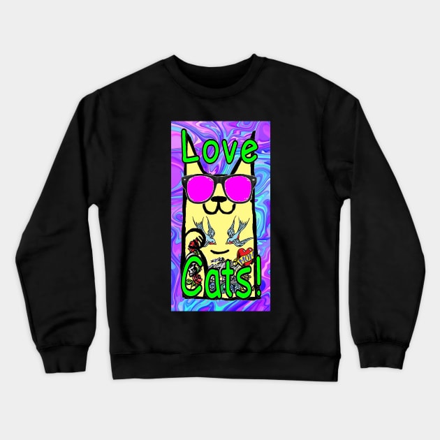 gothic,goth,nugoth,love,kitty,cat,cats Crewneck Sweatshirt by LowEndGraphics